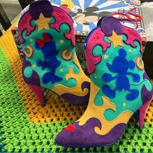 NIB Irregular Choice x Disney Mickey Minnie Rainbow Hot Diggety Heeled Boots 38